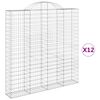vidaXL arkveida gabiona grozi, 12gb., 200x30x200/220cm, cinkota dzelzs