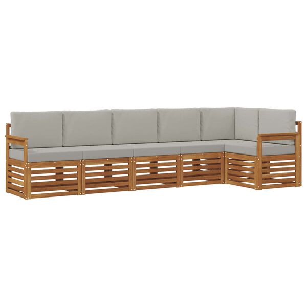 vidaXL Dīvāna komplekti ar spilvenu 6 pcs Dabīgs un gai&scaron;i pelēks