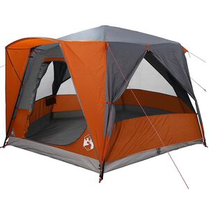 vidaXL Kabinens telts 5 personām Pelēka un oranža 333 x 317 x 194 cm
