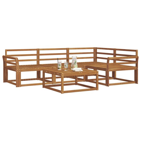 vidaXL Āra dīvānu komplekts 5 pcs Dabiska Cietā akācijas koks