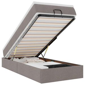 vidaXL Osmaņu gultas rāmis ar matrača pelēkbrūna 90x200 cm audums