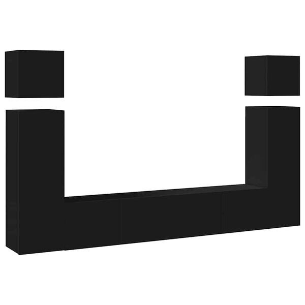 vidaXL 8-daļīgs TV skapī&scaron;u komplekts, melns, inženierijas koks