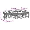 vidaXL 13-daļīgs dārza mēbeļu komplekts ar matračiem, gai&scaron;i pelēka PE