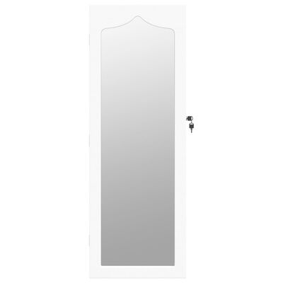 vidaXL sienas rotaslietu skapītis ar spoguli, balts, 37,5x10x106 cm