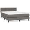 vidaXL atsperu gulta ar matraci, pelēka, 140x190 cm, mākslīgā āda