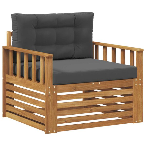 vidaXL Āra dīvānu komplekts Cieta akācijas koks un poliesters Dabiska