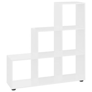 vidaXL grāmatu plaukts, spīdīgi balts, 107 cm, inženierijas koks