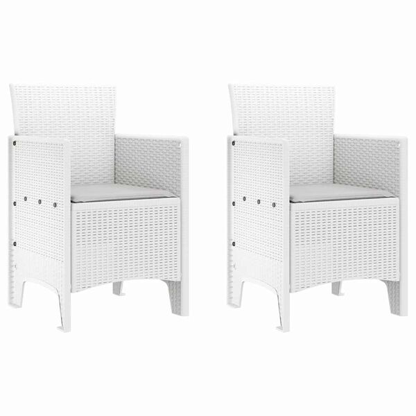 vidaXL Dārza krēsls 2 pcs Balts 53 x 49 x 85 cm Polipropilēns