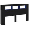 vidaXL LED gultas galva Melns ozolkoks 180 x 18,5 x 103,5 cm