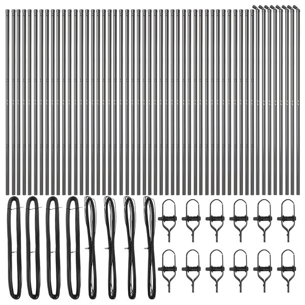 vidaXL Žoga āķis Cits 52 pcs Pelēka 3,2 x 3,2 x 190 cm Tērauds