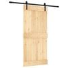 vidaXL Slīdo&scaron;ās durvis Dabiska un melna 95 x 210 cm Cieta priedes koks