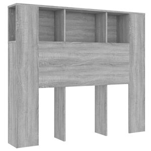 vidaXL gultas galvgalis ar plauktu, pelēcīga ozola, 120x18,5x102,5 cm