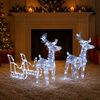 vidaXL Ziemassvētku dekorācija, ziemeļbrieži, kamanas, 160 LED, 130 cm