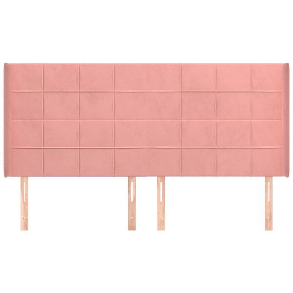 vidaXL galvgalis ar malām, rozā samts, 203x16x118/128 cm