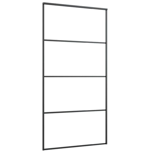 vidaXL bīdāmās durvis, alumīnijs un ESG stikls, 102,5x205 cm, melnas