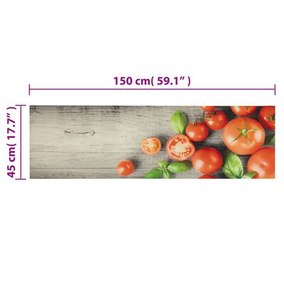 vidaXL virtuves paklājs, mazgājams, tomātu apdruka, 45x150 cm, samts