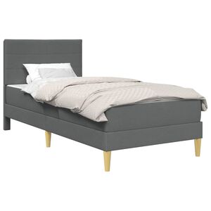 vidaXL Gultas rāmis ar matraci Tum&scaron;i pelēks 90 x 190 cm audums