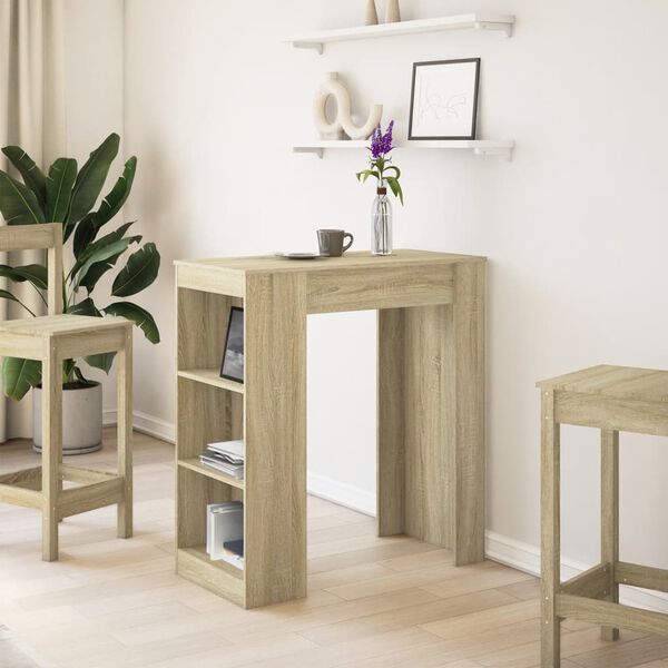 vidaXL bāra galds ar plauktiem, ozola krāsa, 95x47x103,5 cm