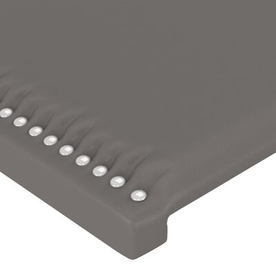 vidaXL gultas galvgalis ar LED, 103x16x118/128 cm, pelēka mākslīgā āda