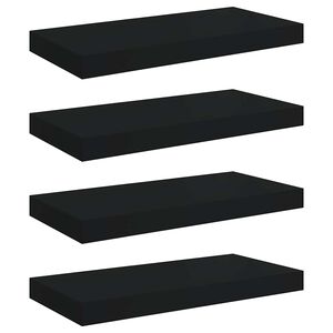 vidaXL sienas plaukti, 4 gab., melni, 50x23,5x3,8 cm, MDF