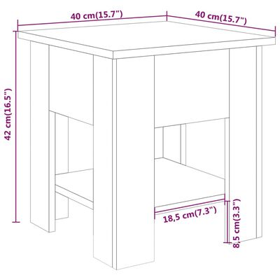 vidaXL kafijas galdiņš, ozolkoka krāsa, 40x40x42 cm, inženierijas koks
