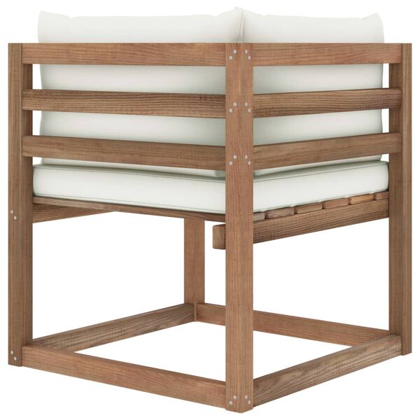 vidaXL dārza pale&scaron;u stūra dīvāns ar krēmkrāsas matračiem