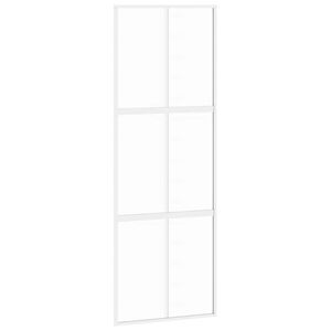 vidaXL bīdāmās durvis, baltas, 76x205 cm, rūdīts stikls un alumīnijs