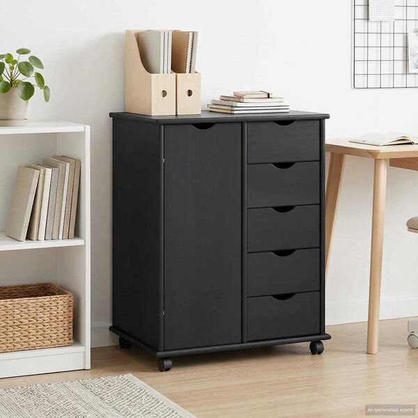 vidaXL Rito&scaron;ais skapis ar riteni Pelēka 63,5 x 39 x 79 cm Cieta priede