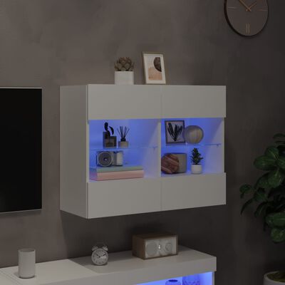 vidaXL TV galdiņš ar LED lampiņām, balti, 78,5x30x60,5 cm