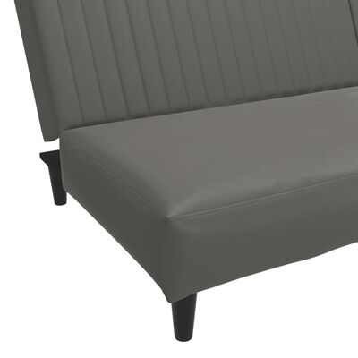 vidaXL 2-vietīga dīvāngulta, pelēka mākslīgā āda