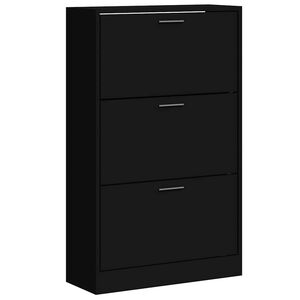 vidaXL apavu plaukts, melns, 63x24x103 cm, inženierijas koks