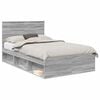 vidaXL Gultas rāmis Pelēks Sonoma 120 x 190 cm Ciets priedes koks
