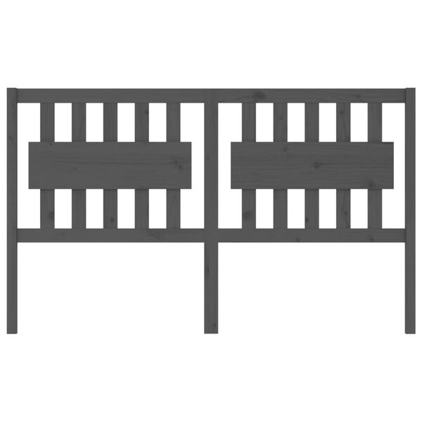 vidaXL gultas galvgalis, pelēks, 155,5x4x100 cm, priedes masīvkoks