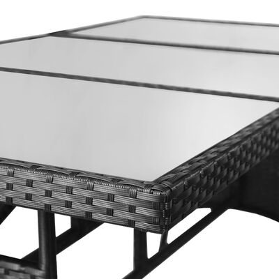 vidaXL dārza galds, melns, 170x80x74 cm, PE rotangpalma