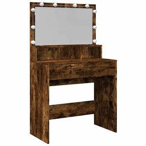 vidaXL spoguļgaldiņ&scaron; ar LED, ozolkoka krāsa, 80x41x134,5 cm