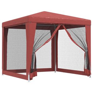 vidaXL svinību telts, ar 4 sieta sienām, 2,5x2,5 m, sarkana, HDPE