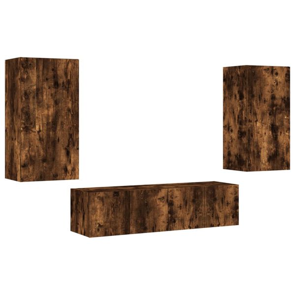 vidaXL 4-daļīgs TV skapī&scaron;u komplekts ar LED, ozola, inženierijas koks