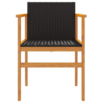 vidaXL dārza krēsli, 2 gab., melna PE rotangpalma, masīvkoks