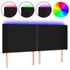 vidaXL gultas galvgalis ar LED, 203x16x118/128 cm, melns audums