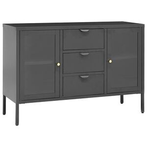 vidaXL kumode, antracītpelēka, 105x35x70 cm, tērauds un rūdīts stikls