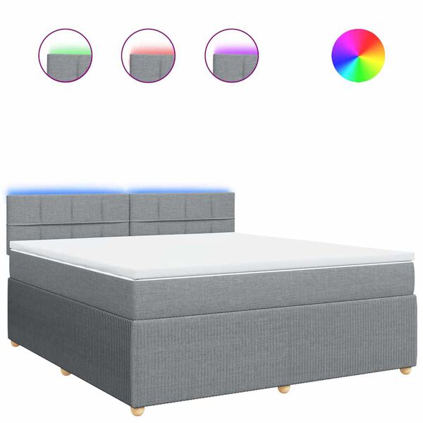 vidaXL atsperu gulta ar matraci, gai&scaron;i pelēka audums, 180x200 cm