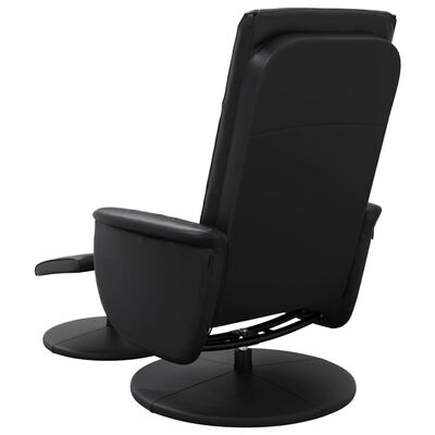 vidaXL masāžas krēsls ar kāju soliņu, atgāžams, melna mākslīgā āda