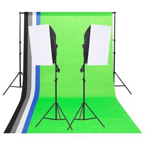 vidaXL fotostudijas gaismu komplekts ar foniem un softboksiem