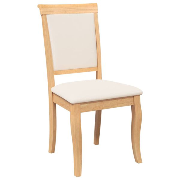 vidaXL Ēdamistabas krēsli ar spilveniem 2 gab. Dabīga masīvkoka gumija