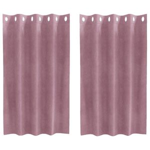 vidaXL Aptum&scaron;ojo&scaron;ie aizkari 2 pcs Tum&scaron;s rozā 140 x 140 cm Samts