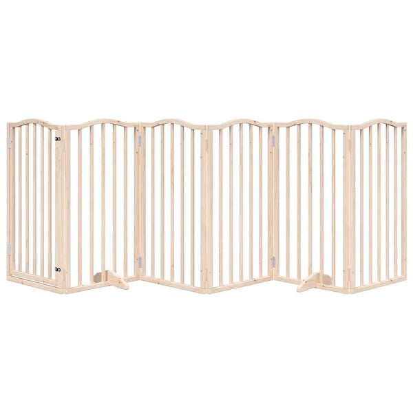 vidaXL suņu vārti ar salokāmām durvīm, 6 paneļi, 300 cm, papeles koks