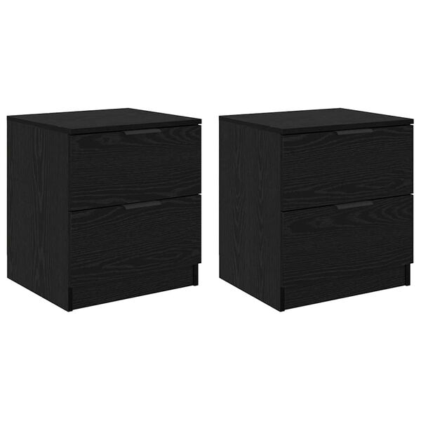 vidaXL Nakts skapītis ar atvilktni 2 pcs Melns ozolkoks 45 x 39 x 50cm