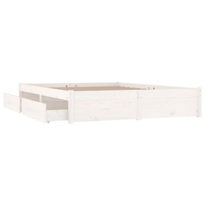 vidaXL gultas rāmis ar atvilktnēm, balts, 135x190 cm, divvietīgs