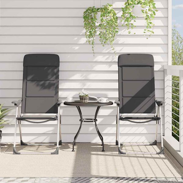 vidaXL kempinga krēsli, 2 gab., pelēki, 58x69x111 cm, alumīnijs