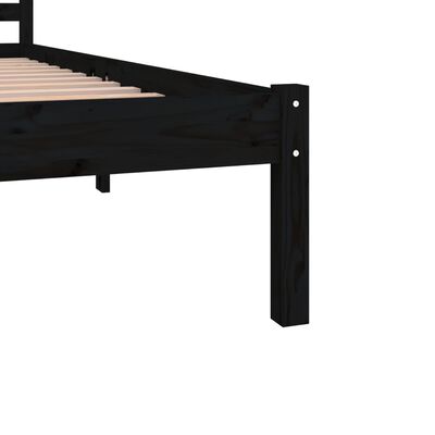 vidaXL gultas rāmis, priedes masīvkoks, 180x200 cm, melns